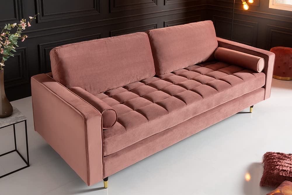 Modernes 3er Sofa 220cm COMFORT alt-rosa Samt Federkern