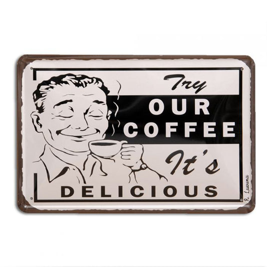 Metallschild OUR COFFEE Vintage Schild im Retro-Design