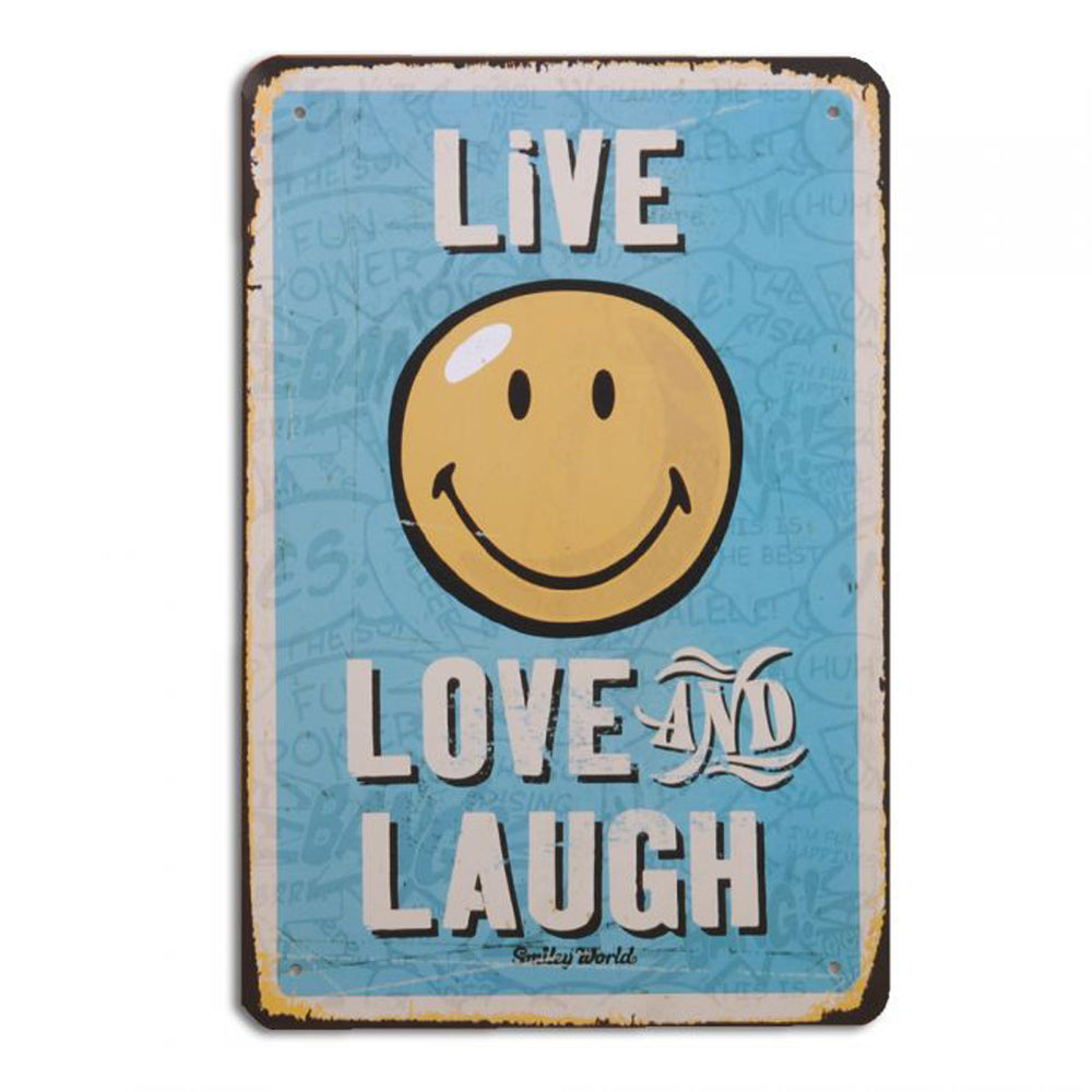 Metallschild LAUGH Vintage Schild im Retro-Design