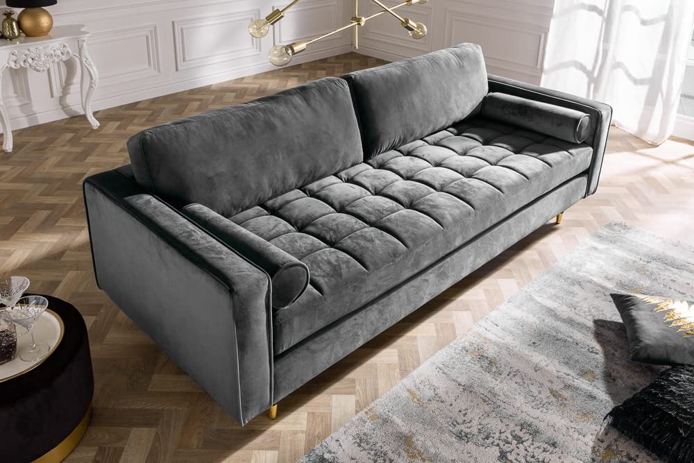 Modernes 3er Sofa 220cm COMFORT grau Samt Federkern