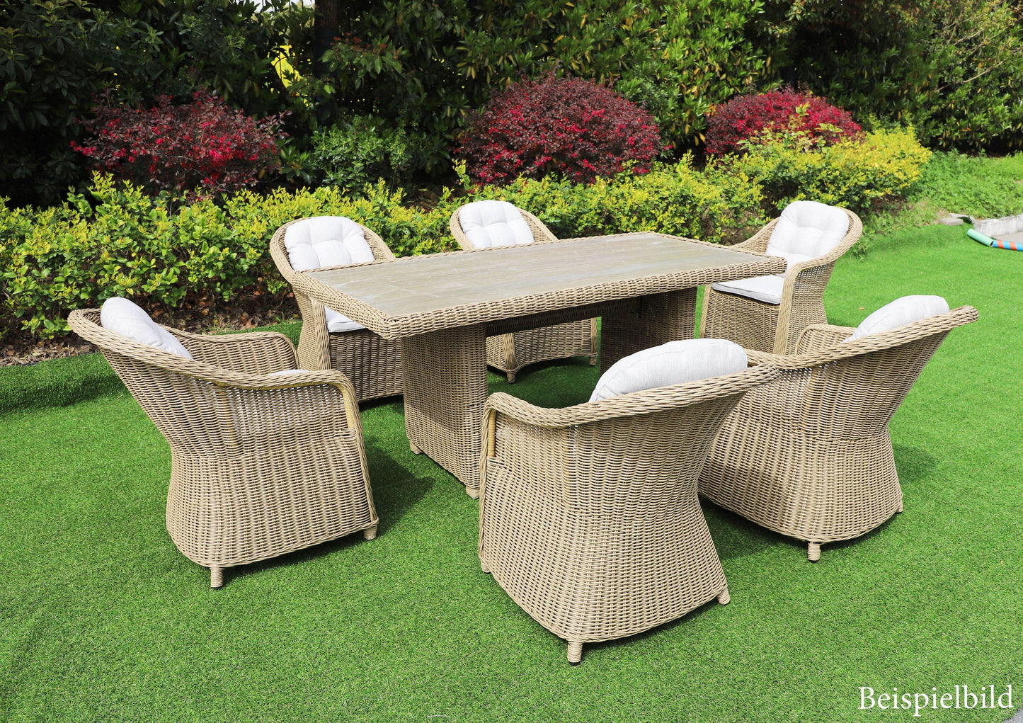 Esstisch BELLA rundes Polyrattan Natural ca.180cm