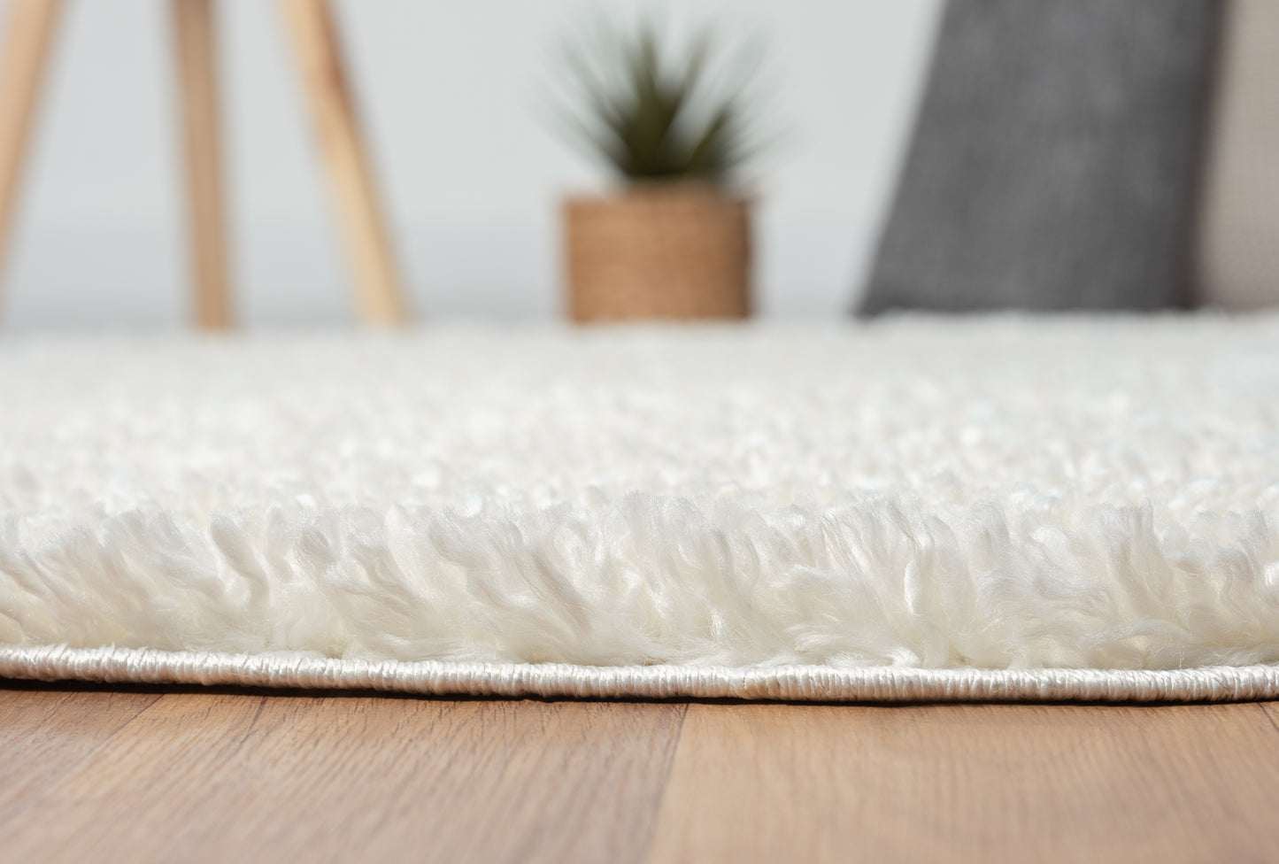 Hochflor Teppich SHAGGY creme rund diverse Größen