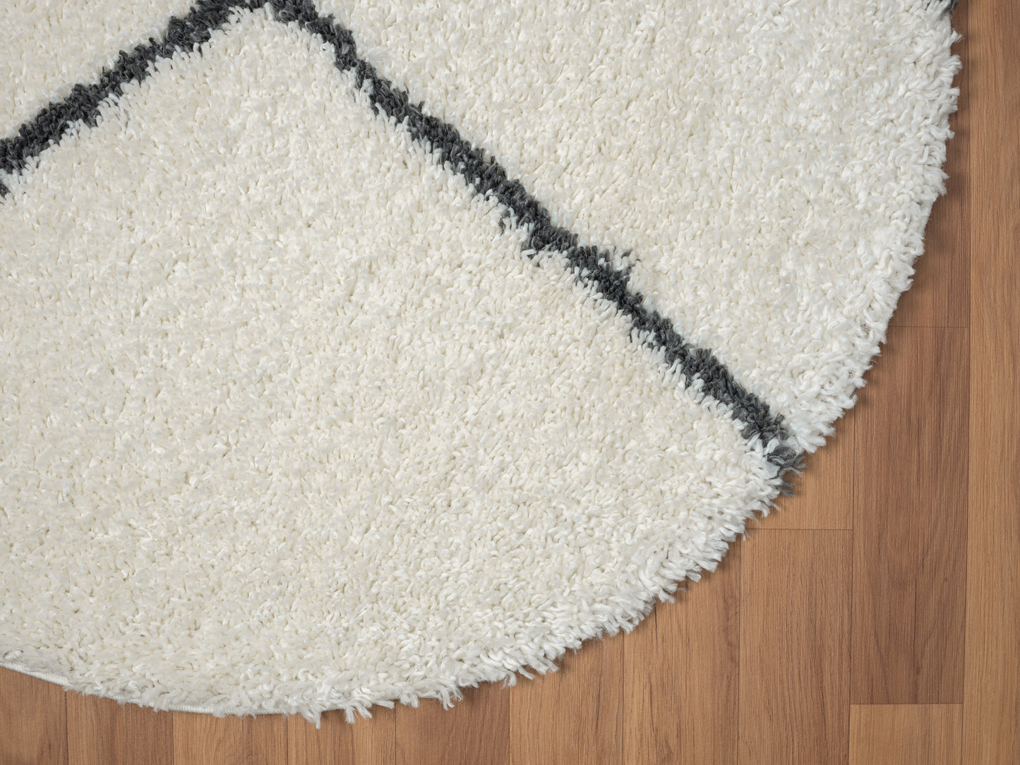 Hochflor Teppich SHAGGY-Raute creme rund diverse Größen