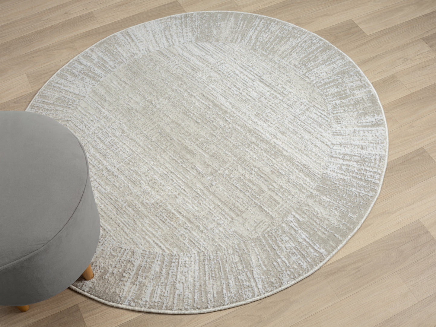 Teppich CIELO rund Creme-Grau 120 x 120 cm