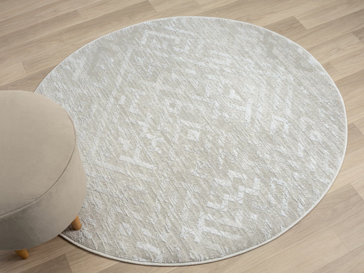 Teppich TURA-2 rund Creme-Grau 120 x 120 cm