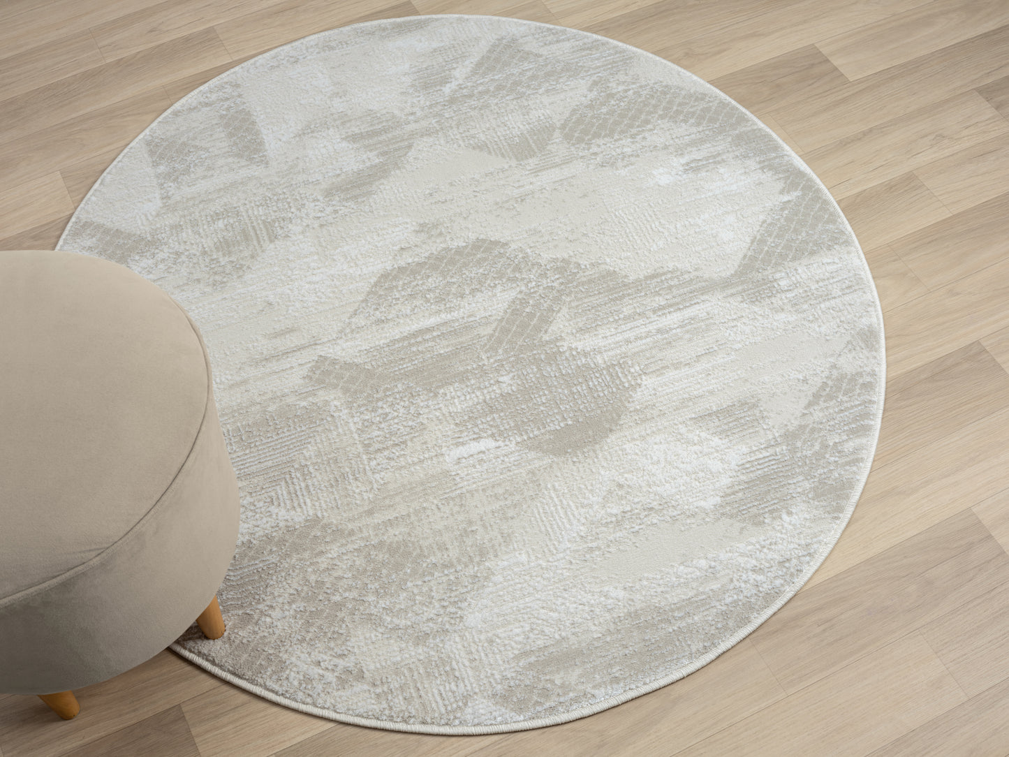 Teppich VIDA rund Creme-Grau 120 x 120 cm