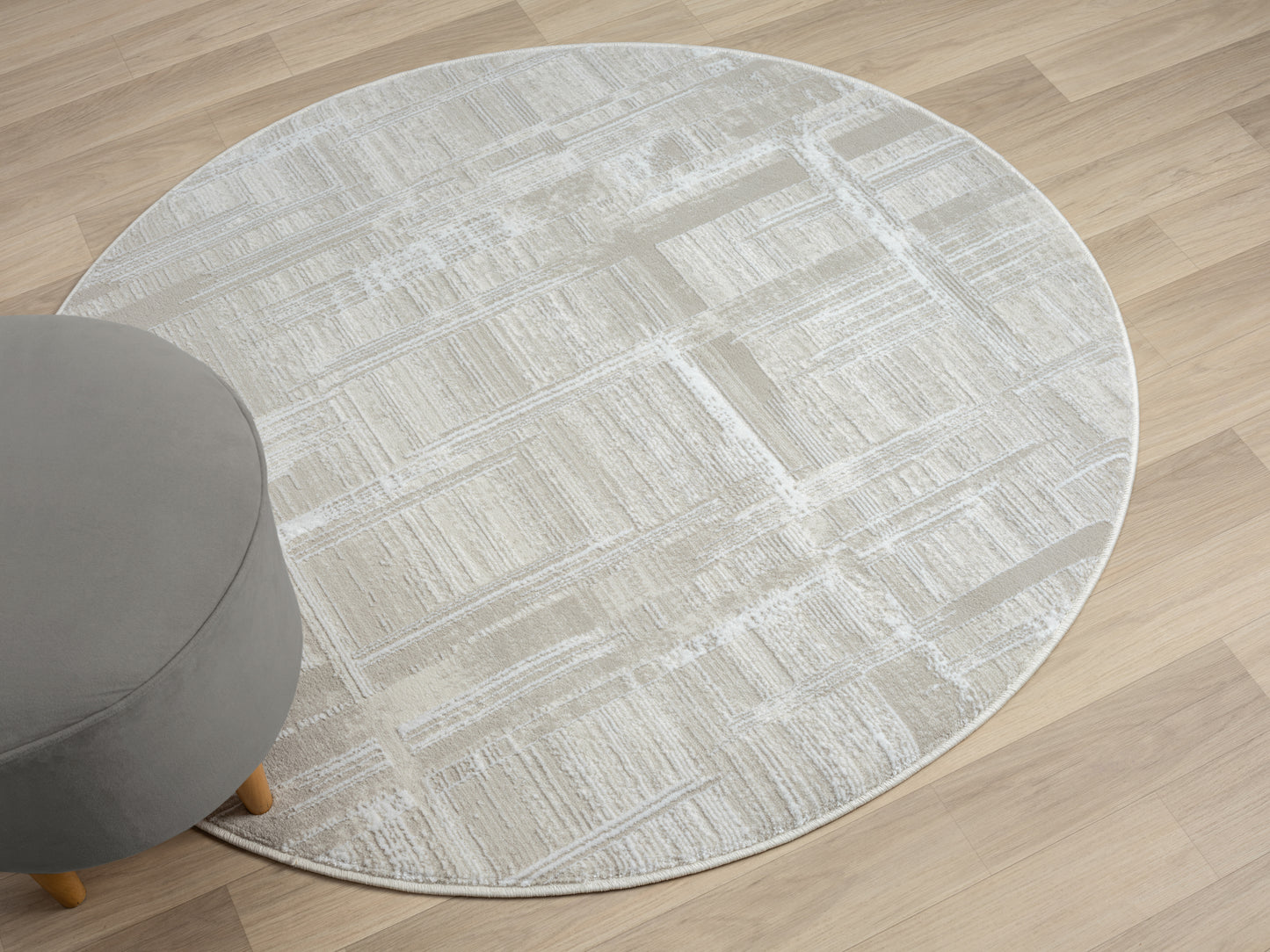 Teppich PREFERITO rund Creme-Grau 120 x 120 cm