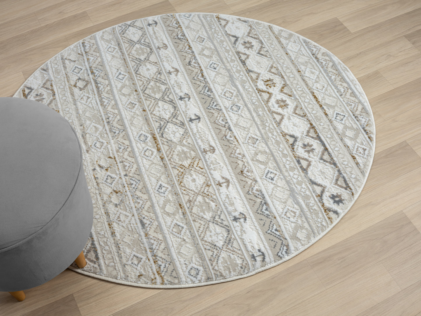 Teppich NOMAD rund Creme-Multi 120 x 120 cm