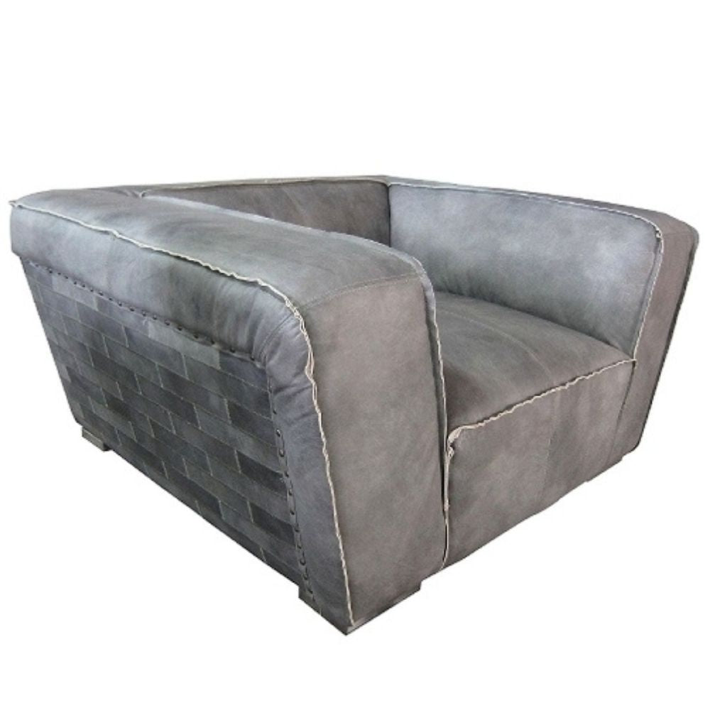 Premium Ledersessel TITAN vintage-grey 131x110cm Rindsleder