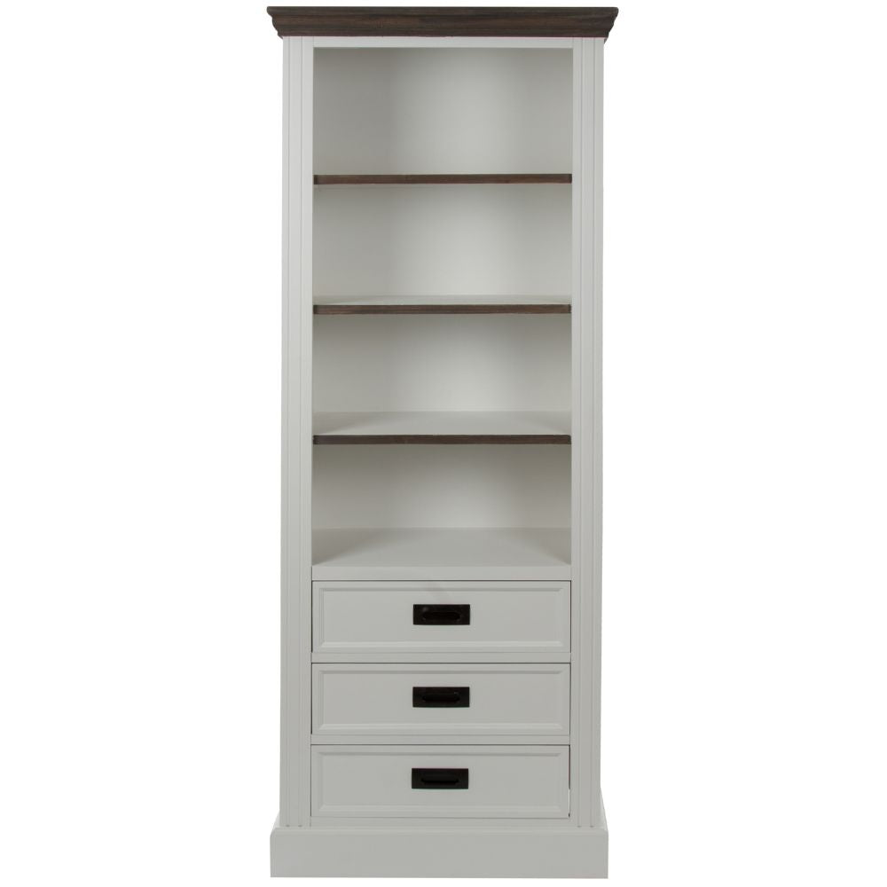 Edles Landhaus Bücherregal CHALET 180cm weiss-braun