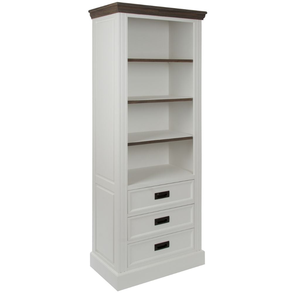 Edles Landhaus Bücherregal CHALET 180cm weiss-braun