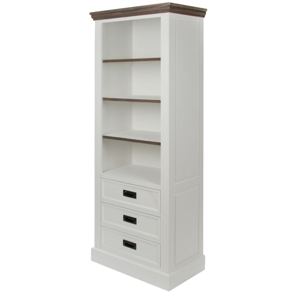 Edles Landhaus Bücherregal CHALET 180cm weiss-braun