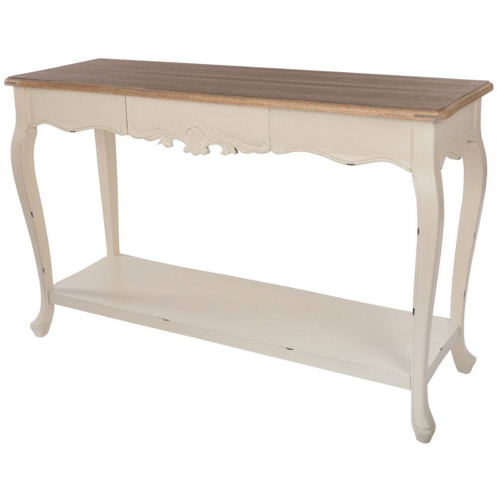 Romantischer Konsolentisch VERSAILLES 120cm antik-weiss braun