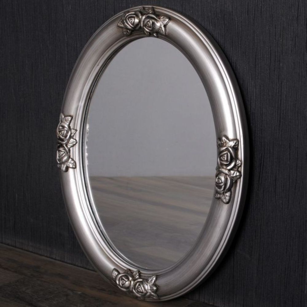 Spiegel TAHANI barock oval silber-antik 50x40cm