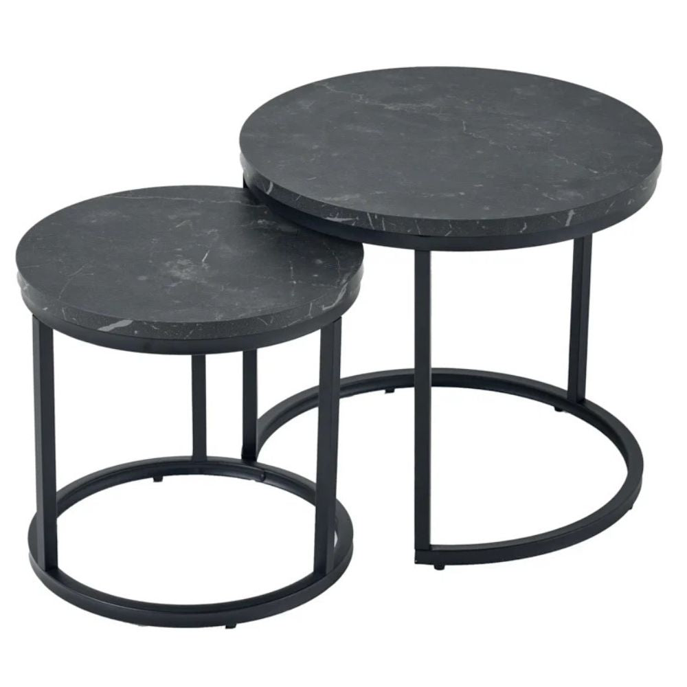 Modernes 2er Set Beistelltisch MARMO 45cm schwarz