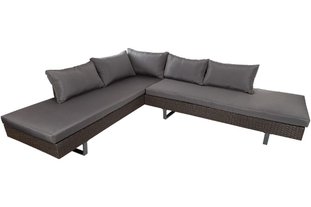 Polyrattan Lounge-Sitzgruppe FARO braun anthrazit inkl. Kissen