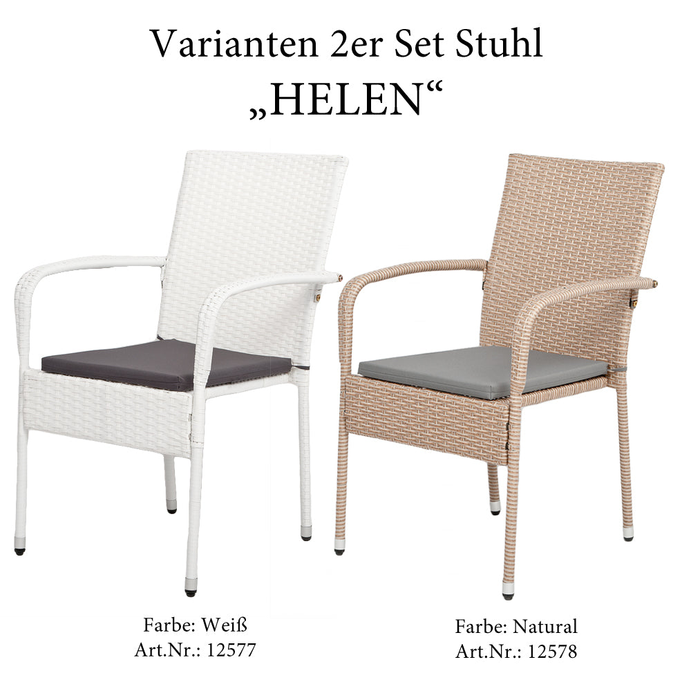 2er-Set Armlehnstuhl HELEN Polyrattan Natural