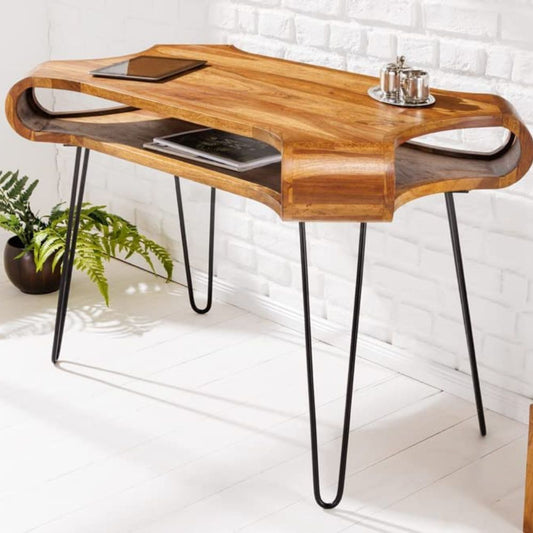 Extravaganter Schreibtisch LIVE-RANIC ca.120cm Sheesham-Holz