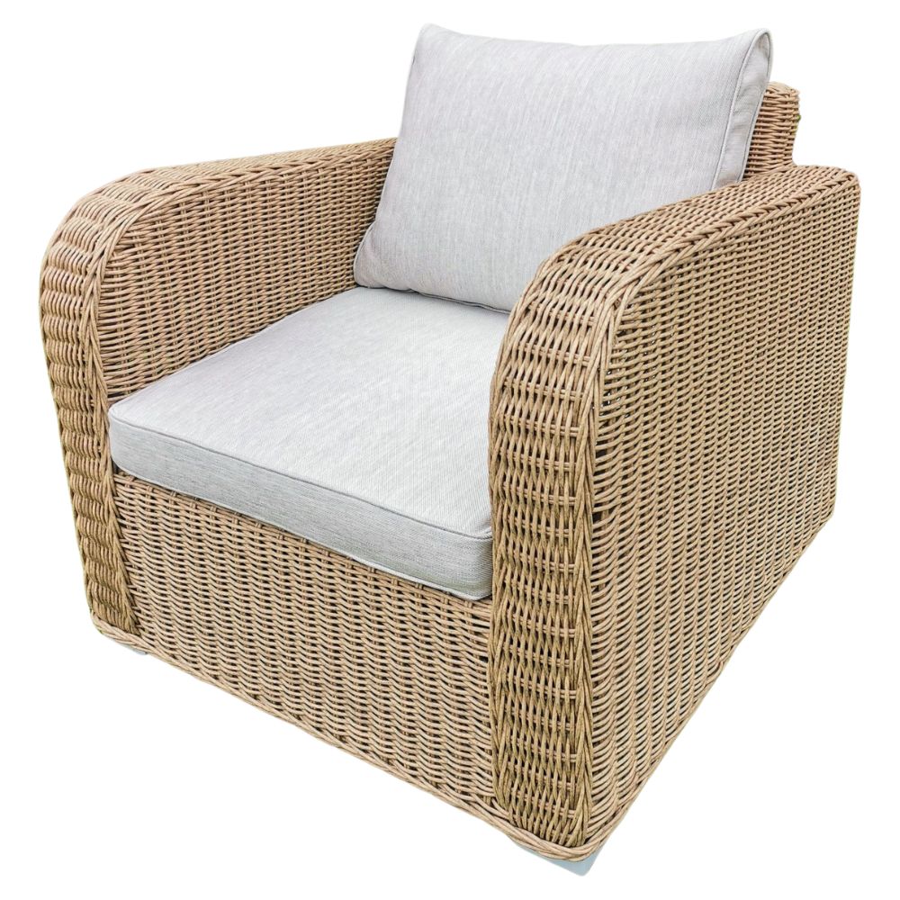 Lounge Sessel VITA rundes Polyrattan Natural