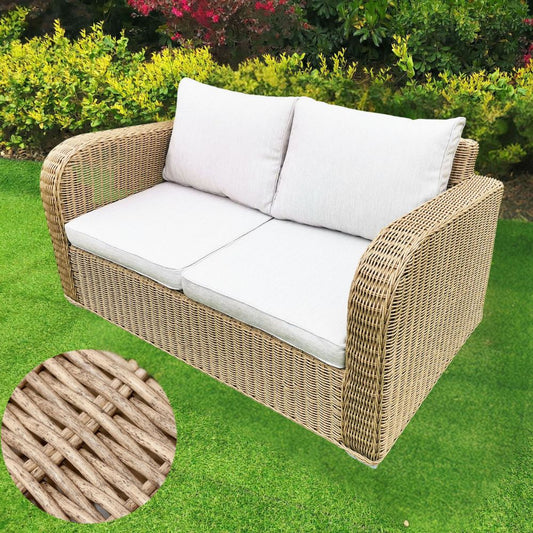 2er Lounge Sofa VITA rundes Polyrattan Natural