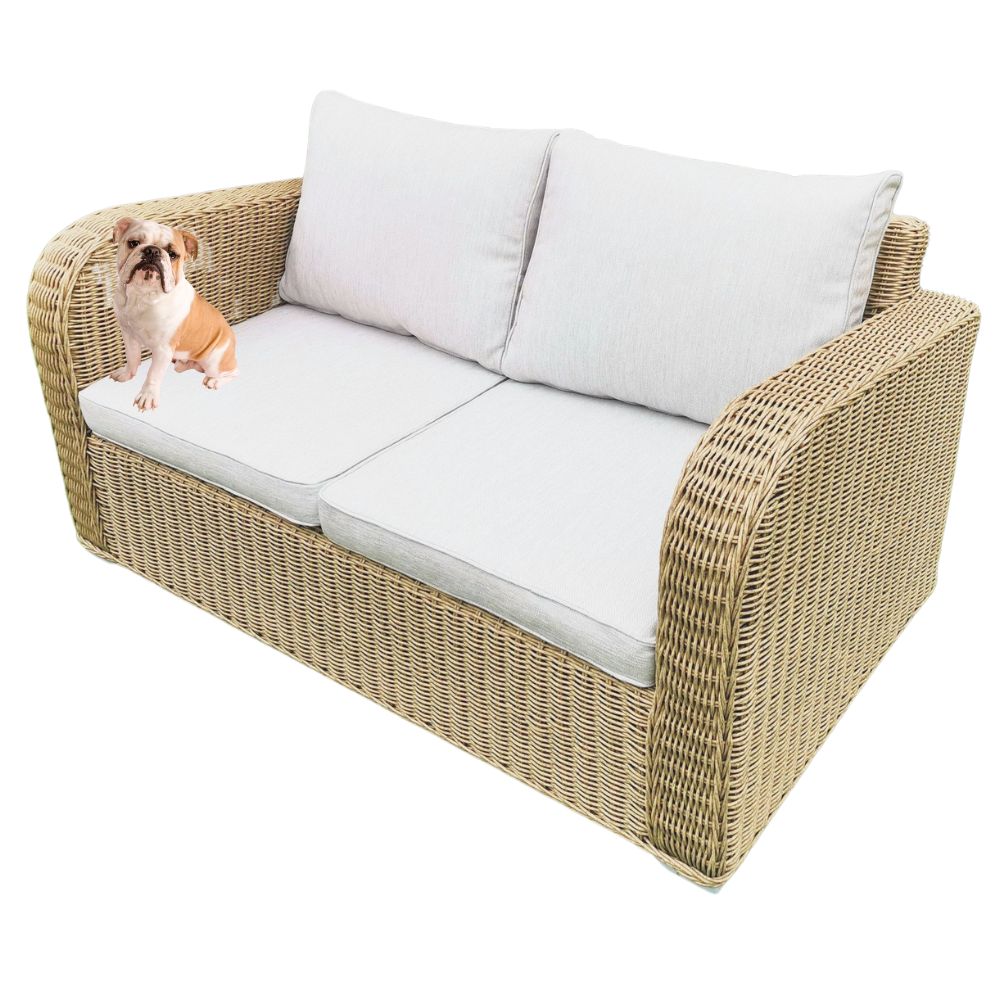 2er Lounge Sofa VITA rundes Polyrattan Natural