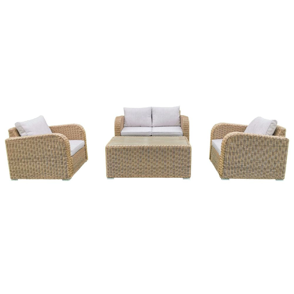 4tlg. Loungemöbel-Set VITA-2er Natural rundes Polyrattan Sitzgruppe