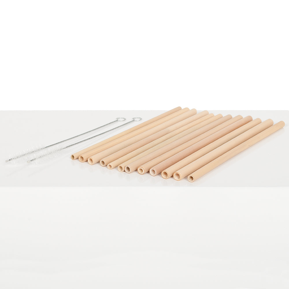 12er Pack Trinkhalm Set BAMBOO inkl. 2x Reinigungsbürsten