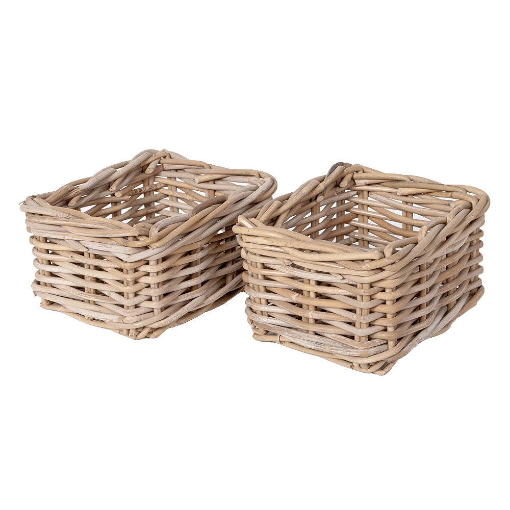 2-tlg. Rattan Aufbewahrungskorb-Set VERONA-2 ca. L24cm