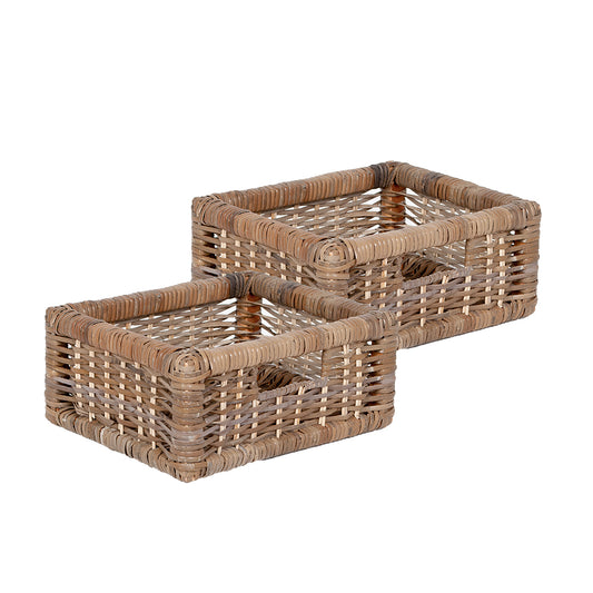 2er Set Rattan Korb CESTA-Small Grey