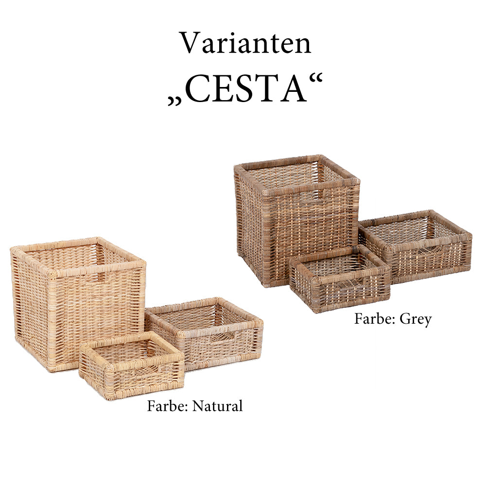 2er Set Rattan Korb CESTA-Small Grey