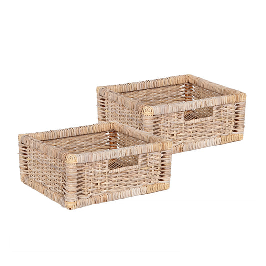 2er Set Rattan Korb CESTA-Small Natural