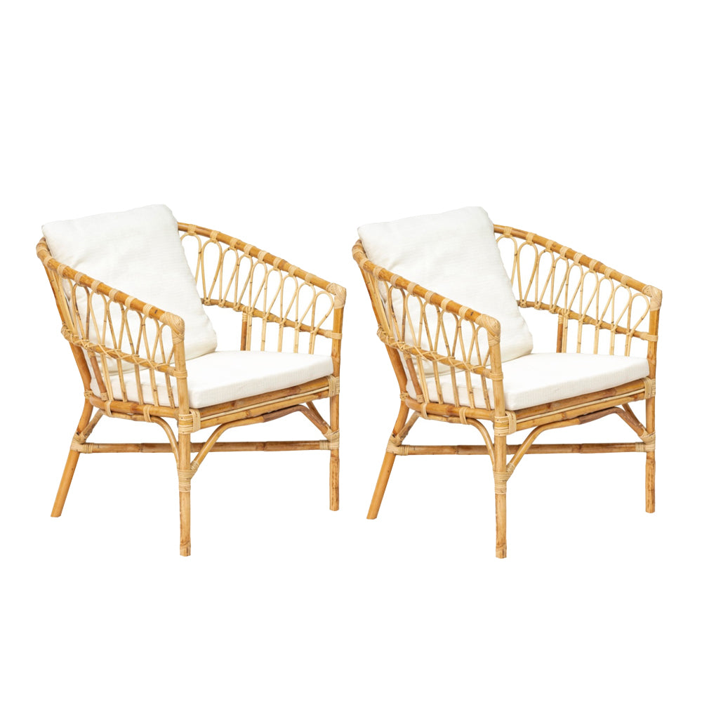 2er Set Rattan Sessel CALIFORNIA Natural inkl. Kissen