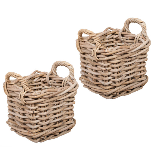 2er Set Rattankorb BAKUL eckig Grey ca. 20cm