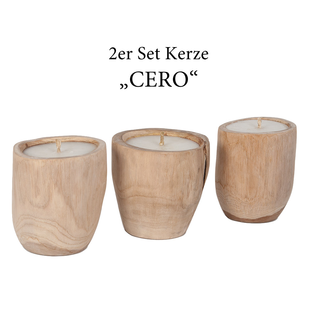 2er Set Teak Kerze CERO ca. D20cm