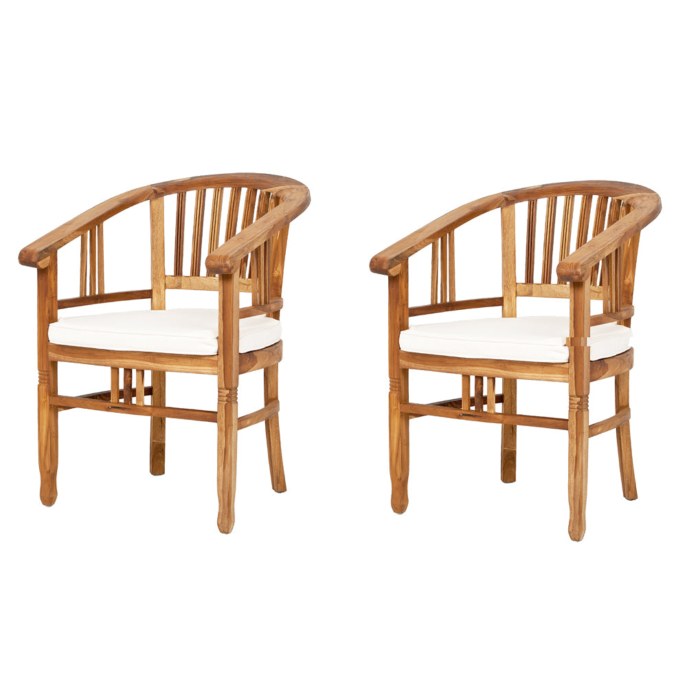 2er Set Teak Stuhl JANE Natural inkl. Kissen