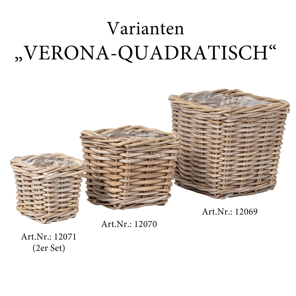 2tlg. Pflanzkorb-Set VERONA-Quadratisch ca. L15cm