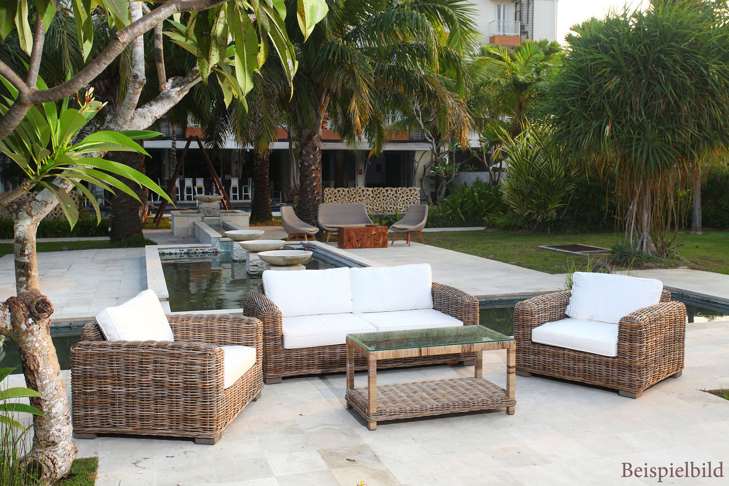 3-Sitzer Lounge Sofa LIVING Rattan in Grey ca. L200cm