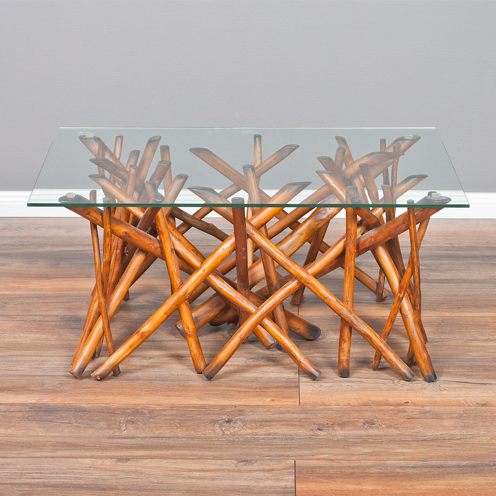 Couchtisch DRIFT-C Brown 90x60cm Teakholz & Glas