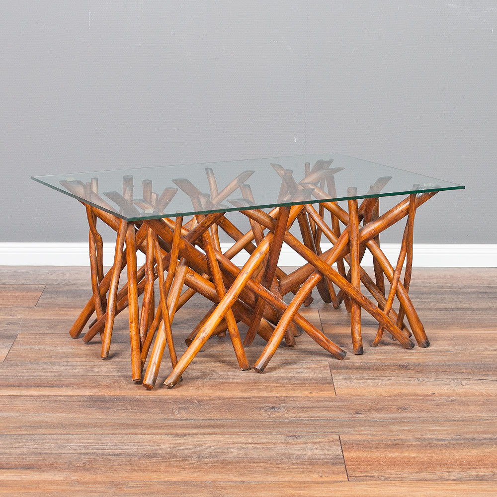 Couchtisch DRIFT-C Brown 90x60cm Teakholz & Glas