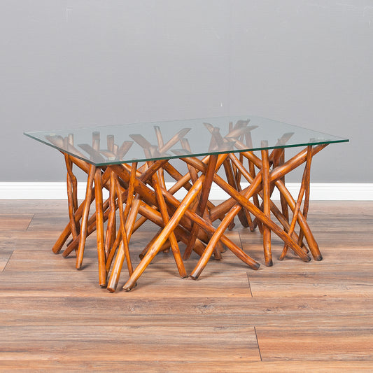 Couchtisch DRIFT-C Brown 90x60cm Teakholz & Glas