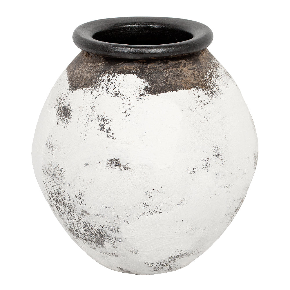 Deko-Vase KALIFIA Antik-Weiß-Schwarz ca. H38cm