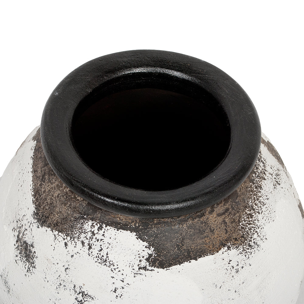 Deko-Vase KALIFIA Antik-Weiß-Schwarz ca. H38cm