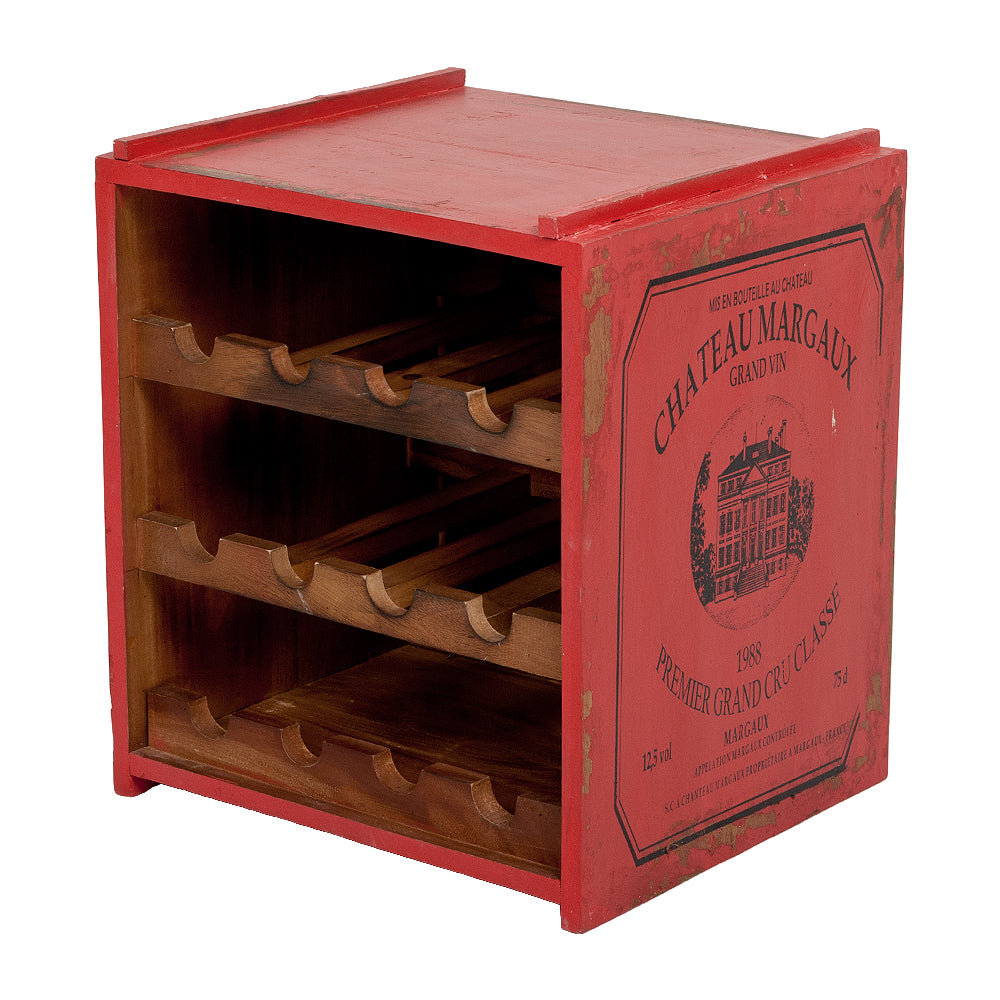 Flaschenbox SURAT Antique Red ca. H40cm Mahagoni Shabby Weinregal