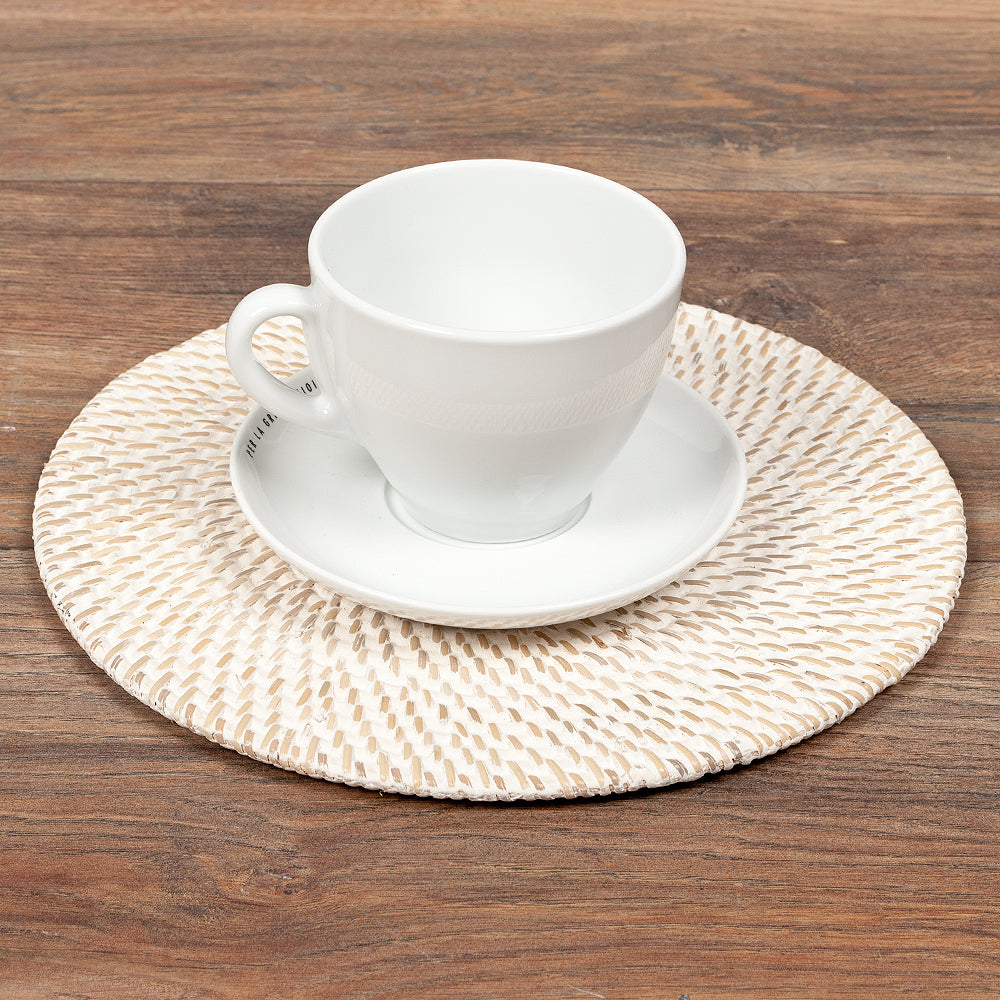 Platzset LOMBOK Rattan White Wash D30cm