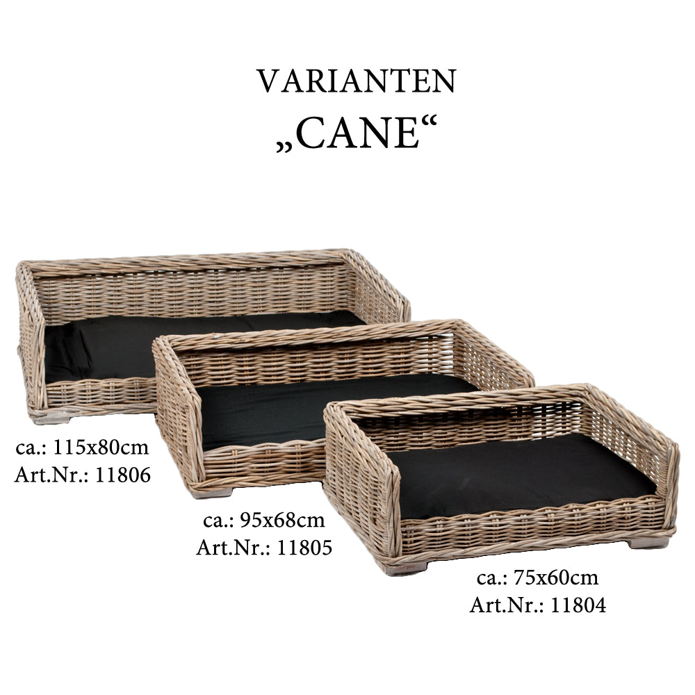 Rattan Hundekörbchen CANE  ca. L115cm inkl. Kissen