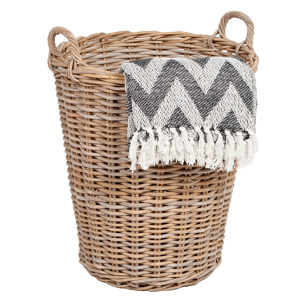 Rattan Korb DOBI-Big Grey ca. D60cm mit Griffen