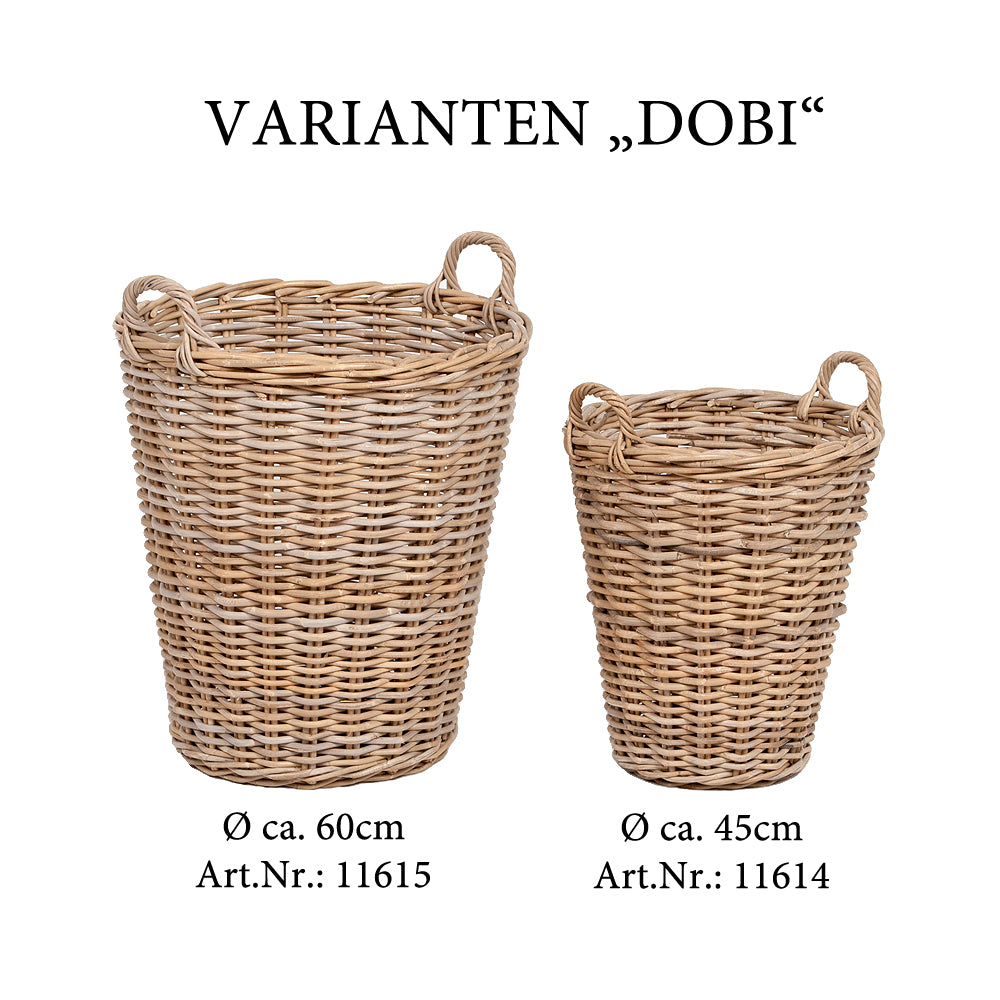 Rattan Korb DOBI-Big Grey ca. D60cm mit Griffen