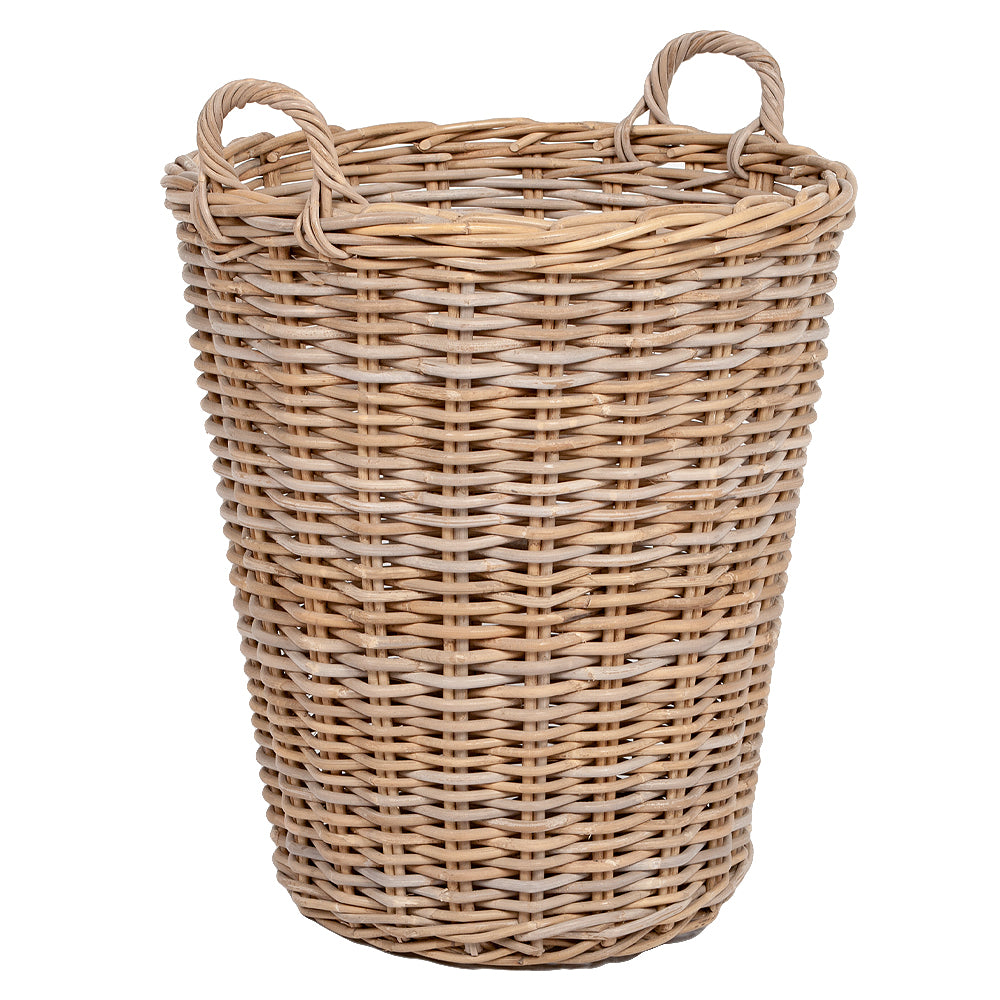 Rattan Korb DOBI-Big Grey ca. D60cm mit Griffen