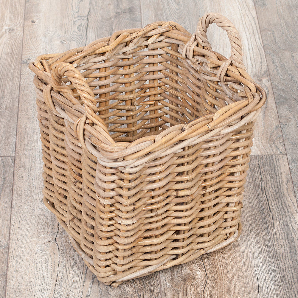 Rattankorb BAKUL eckig Grey 30x30cm mit Griffen