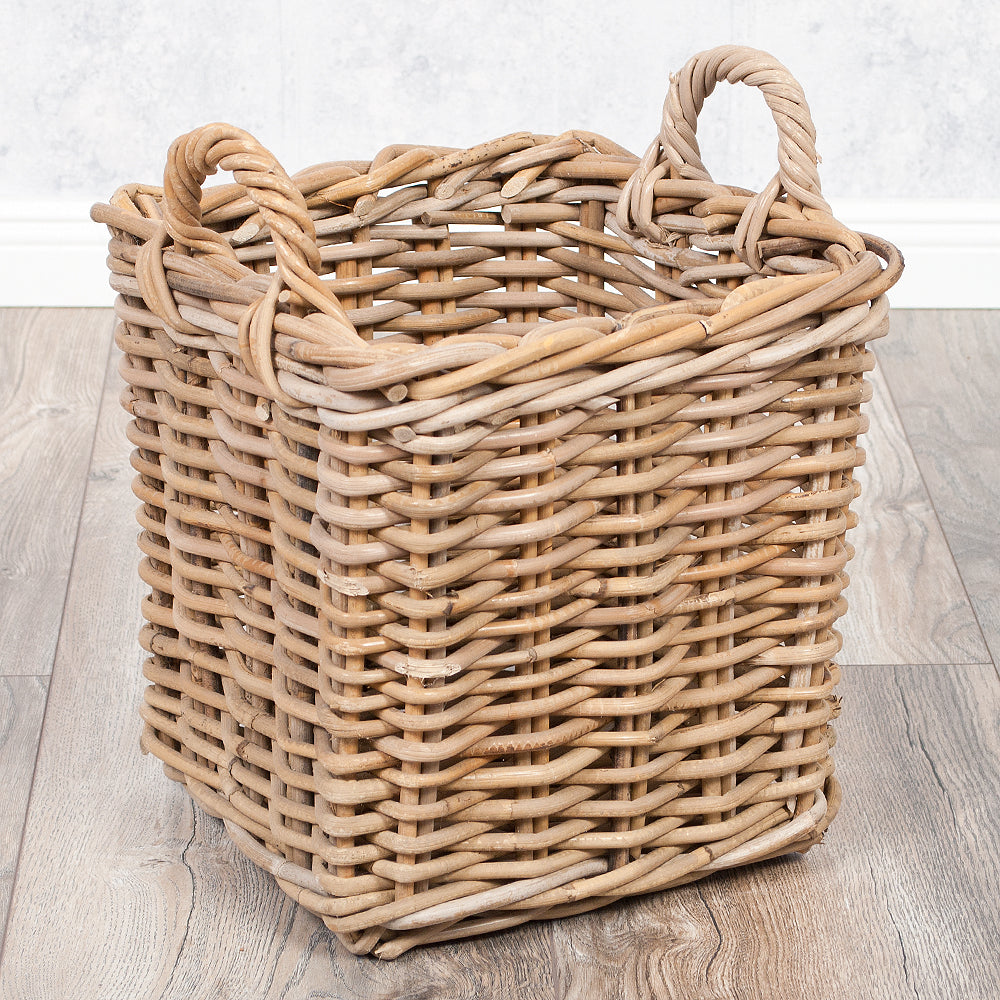 Rattankorb BAKUL eckig Grey 30x30cm mit Griffen